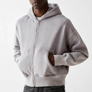 Sweat à capuche zippé personnalisé en molleton 100 % coton 500 g/m² pour streetwear, coupe oversize, épais et uni, par les fabricants - Product Image 1