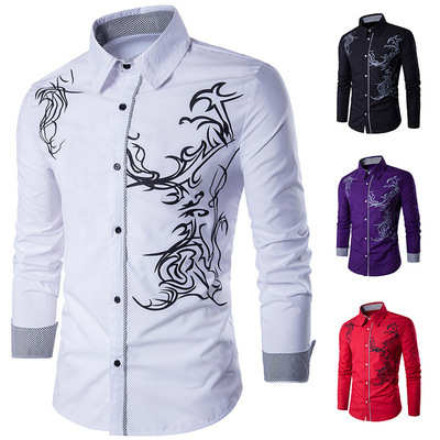 Ecoparty-camisas de manga larga para hombre, camisas formales de negocios informales, estampadas, a la moda, talla M-3XL