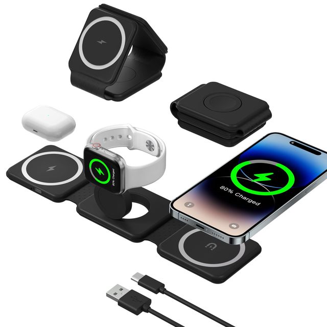 2025 3 in 1 Foldable Magnetic Chargers Stand Wireless Charger Station for iphone Smart Watch