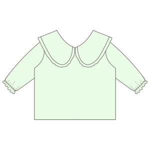 Jersey de algodón y lino para bebé, cuello con volantes, Color sólido, mangas largas, Tops básicos, blusas de tela de encaje blanco, estilo bonito para niños - Product Image 5