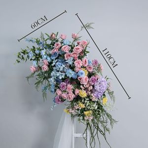 Ensemble d'arrangements floraux de mariage personnalisables en couleur Morandi, fleurs artificielles suspendues/au sol pour la décoration de mariage en extérieur et en intérieur - Product Image 5