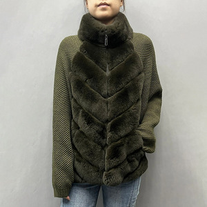 Nuovo Arrivo Invernale Cappotto in Pelliccia di <span class=keywords><strong>Coniglio</strong></span> Rex Morbido e Caldo con Collo Alto in Vera Pelliccia - Product Image 4