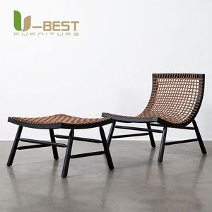 U-Beste Nordic Minimalistisch Retro Design Zwart Houten Stoel Maan Wijnstok Geweven Sita Qin Vrijetijdsbank Voor Woonkamer Enkele Stoel - Product Image 3