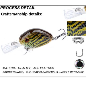 Leurre de pêche imprimé en 3D par transfert thermique UV, 6CM/6.5G, <span class=keywords><strong>micro</strong></span>-leurre dur flottant avec billes sonores, pour lancer longue distance, pour achigan et <span class=keywords><strong>perche</strong></span> - Product Image 3