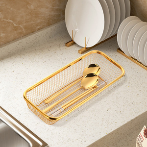 Organisateur de couverts de cuisine en acier inoxydable, panier de rangement pour baguettes, cuillères et fourchettes, égouttoir de vaisselle - Product Image 2
