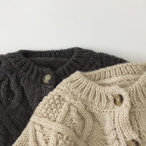 Children <strong>Clothing</strong> Baby Girls <strong>Boys</strong> Winter Spring Cotton Cardigan Solid Color Thick Coat Ins Style Kids Cable Knit Sweater - Product Image 4
