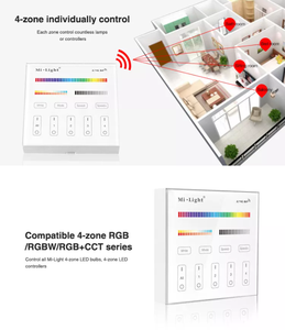 <span class=keywords><strong>Milight</strong></span>/<span class=keywords><strong>MiBoxer</strong></span> 2.4G sans fil 4 zones B4 RGB + CCT panneau intelligent télécommande murale interrupteur de télécommande - Product Image 3