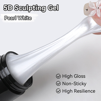 BORN PRETTY Gel de modelage 3D haute brillance 5ml, non collant, blanc nacré, gel de sculpture 5D pour la sculpture florale en relief pour le nail art