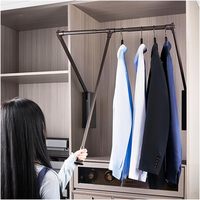 Système de tringle de penderie escamotable manuel réglable sur mesure avec amortissement robuste pour armoire électrique