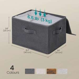 Foldable Clothing Organizer Non-Woven Fabric <b>Storage</b> Baskets Lids Handles 20-35L Capacity Slate Grey - Product Image 3