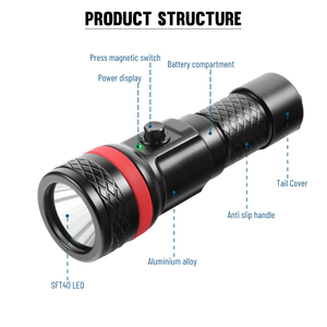 <span class=keywords><strong>Linterna</strong></span> <span class=keywords><strong>Sumergible</strong></span> Asafee D26 con Interruptor de Presión, IP68 a Prueba de Agua, <span class=keywords><strong>Linterna</strong></span> de <span class=keywords><strong>Buceo</strong></span> Profesional, Alcance de Haz de 300-400M - Product Image 2
