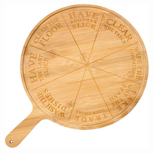 Plateau rond en bambou pour pizza, plateau en bois avec poignée pour servir pizza, steak, pain, planche de cuisine multifonctionnelle - Product Image 2