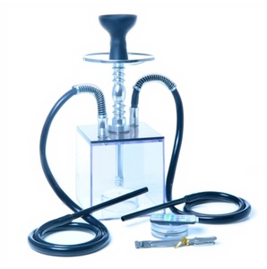Set de Mini Hookah 2 Hose Mias Hookah Cube, Portátil, de Acrílico Lacado, con Doble Tubo, Luz LED, Ecológico y Duradero (Negro Gris Oscuro) - Product Image 4