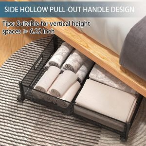Large Rectangle Stainless Steel Foldable Space-saving Under Bed <b>Drawer</b> Shoe Storage Organizer with 360Rotating Wheels - Product Image 3