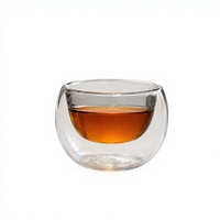 Tasse en verre borosilicate double paroi 280 ml faite à la main, sans plomb, isolée, pour café, thé, latte, expresso, réutilisable, en gros