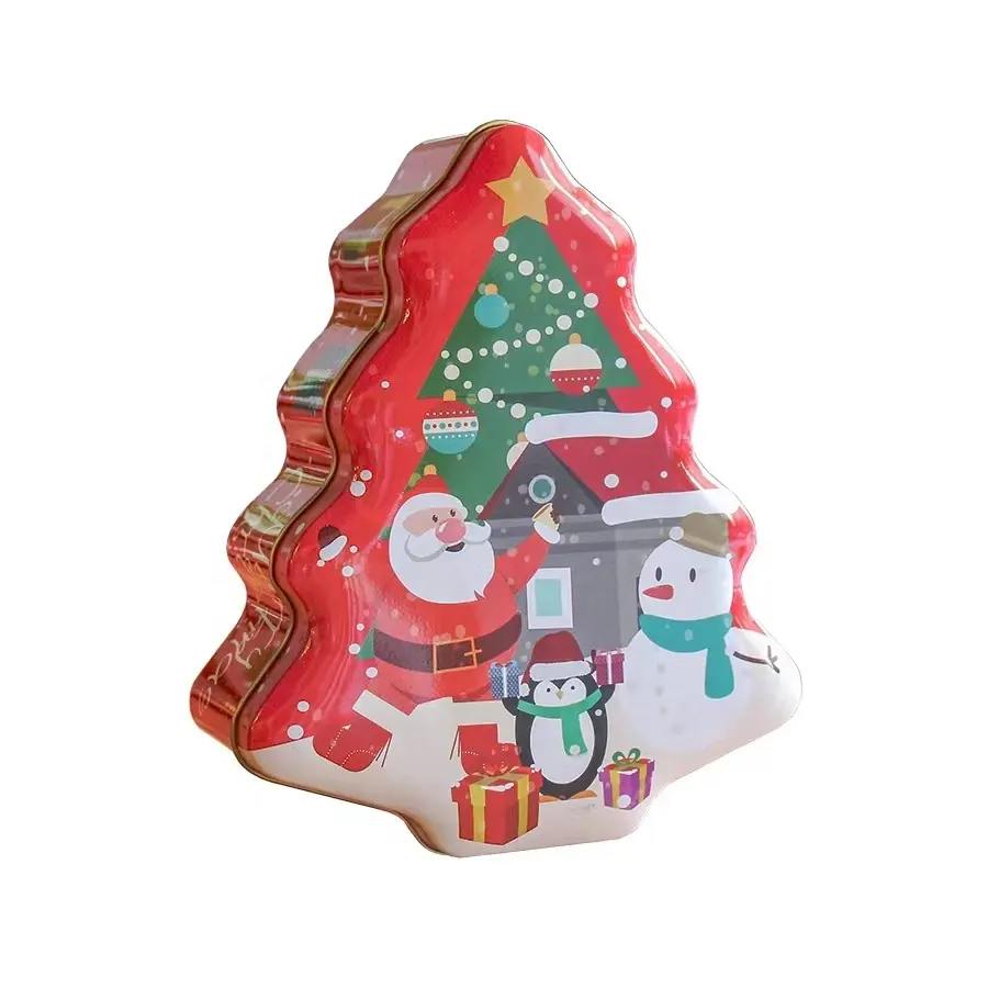 Заводские металлические жестяные банки для конфет на заказ, красивая форма рождественской елки, горячая Распродажа, жестяная коробка для печенья, подарочная упаковка