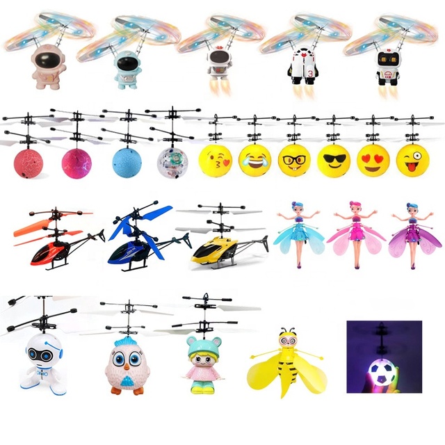 Intelligence Electric Induction Helicopter Aircraft Toy Hand Control Plastic Colorful Crystal Ball Flying Toy