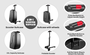 Haute qualité en aluminium 120 degrés rotation libre Scooter valise pliable <span class=keywords><strong>cabine</strong></span> taille voyage bagages Scooter enfants Scooter bagages - Product Image 5