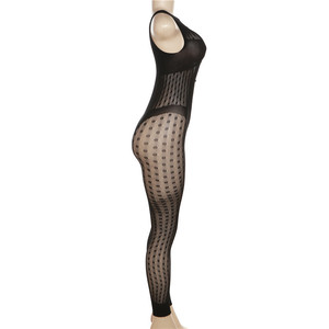 Combinaison en maille ajourée transparente avec dentelle pour femme, body une pièce en résille sans manches, tenue de club sexy - Product Image 3