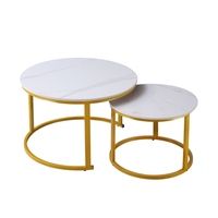 Ensemble de salon moderne nordique deux tables basses éthiopiennes à coin carré avec matériau en pierre portable à hauteur réglable