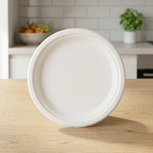 Assiette jetable ronde en bagasse, biodégradable et compostable, en canne à sucre, pour fêtes, restaurants et traiteurs - Product Image 2