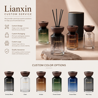 Diffuseur de parfum d'ambiance de luxe 200 ml en verre avec couvercle en bois, flacon diffuseur d'arômes personnalisé pour la maison avec boîte