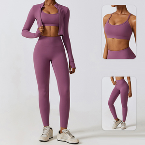 Căng Cao Tập Thể Dục Mặc Yoga Quần Áo Phòng Tập Thể Dục Áo Khoác Dài Tay Áo Activewear Tập Luyện Bộ Cho Phụ Nữ - Product Image 3