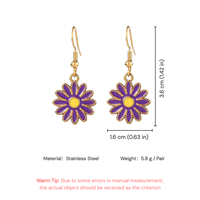 Boucles d'oreilles pendantes en acier inoxydable émaillé motif marguerite pour femme, multicolores, florales, délicates, décontractées, bijoux de mode quotidiens