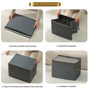 Scatola Organizzatrice per Scarpe Pieghevole in Tessuto Oxford con Scomparti Divisi e Coperchio, Set di Contenitori per Armadio di Grande Capacità per Scarpe - Product Image 4
