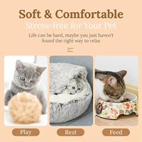 Lit pour chat confortable à capuche, en peluche longue, auto-chauffant, semi-fermé, nid douillet pour chaton et chiot