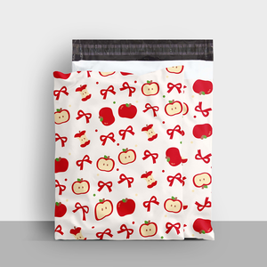 Bolsa de Embalaje de Poliéster Personalizada con Estampado Completo de Manzanas para Nochebuena, Bolsa de Envío para Ropa - Product Image 1