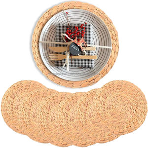 Natural Water Hyacinth Woven Plant Eco-Friendly <b>Disposable</b> Minimalist Charger Dishes <b>Plates</b> Dinner Pad Mat Placemat for Wedding - Product Image 1