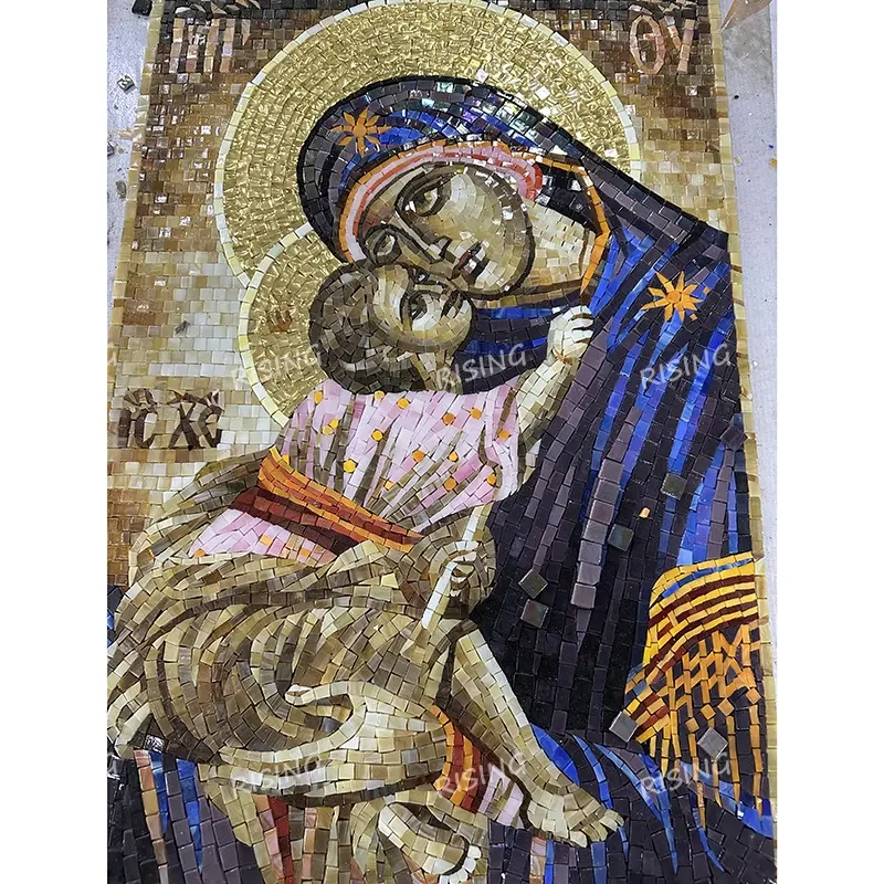 Individuelles Glasmosaik religiöse byzantinische Ikonen westliche Kunst Jesus Christus Portrait Malerei 3d-Wandmosaik Wandmalerei