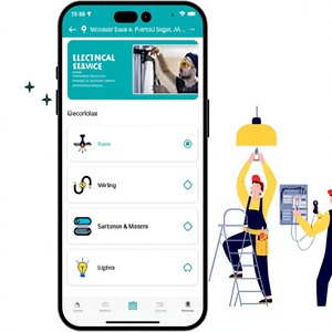 Application de réservation d'électriciens : Réservez des électriciens fiables pour les réparations, les installations, les services d'urgence, suivi en temps réel - Product Image 1