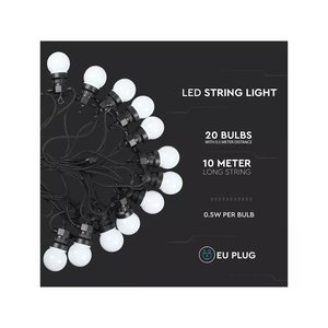 Luci a Stringa LED Bianco Freddo 20 LED 6000K Rotolo da 10 Metri per Decorazioni Giardino Festa Matrimonio Natale Halloween SKU-7440 - Product Image 2