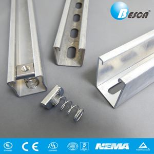 BESCA - Perfil <span class=keywords><strong>de</strong></span> Canal Ranurado <span class=keywords><strong>de</strong></span> 41x41 mm y Abrazaderas <span class=keywords><strong>para</strong></span> Vigas <span class=keywords><strong>de</strong></span> Alta Resistencia - Acero Galvanizado en Caliente, Sistema <span class=keywords><strong>de</strong></span> Soporte con Certificación UL/CE/NEMA - Product Image 4