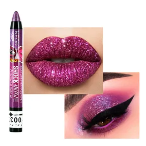 Long lasting 2 In 1 Makeup Glitter Lip Pencil Double Use Metallochrome Shimmering Eyeshadow And Lipstick