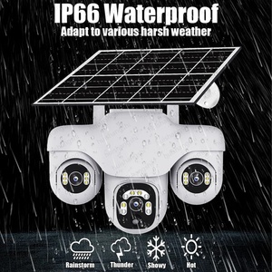 Caméra de surveillance extérieure 4G solaire à trois objectifs PTZ, moniteur vidéo 15MP, 3 écrans, CCTV, zoom 10X, surveillance de sécurité, audio bidirectionnel, caméras IP - Product Image 6