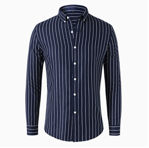 Camisa de manga larga para hombre de primavera y otoño, camisas a rayas informales de negocios para jóvenes ajustadas a la moda para hombre, primavera y otoño, I-0512 - Product Image 5