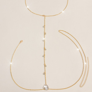 Catena per il corpo da donna alla moda, stile Sexy Pure Desire, con catena da collo, vita e petto, con gocce d'<span class=keywords><strong>acqua</strong></span> lucide e cristalli placcati elettroliticamente - Product Image 2