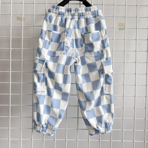 Nouveauté - <span class=keywords><strong>Pantalon</strong></span> <span class=keywords><strong>cargo</strong></span> en velours côtelé à carreaux pour bébés garçons, <span class=keywords><strong>pantalon</strong></span> décontracté à cordon élastique pour enfants - Product Image 2