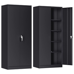 Tủ lưu trữ kim loại với 2 cửa và 4 kệ có thể điều chỉnh, tủ thép cao 71 inch cho nhà kho, nhà để xe, nhà, văn phòng - Product Image 1
