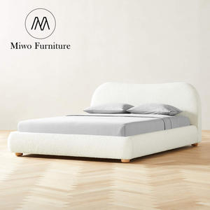 Diseño clásico moderno Diana Cama blanca Marco de madera maciza Tela de terciopelo Hotel Tapizado King Size Cama doble Incluye masaje - Product Image 3