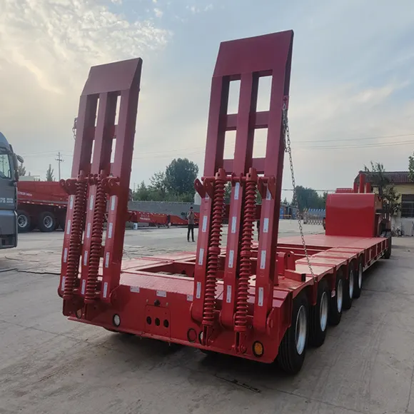 Support Customized Size Best Price Flatbed Low Bed Semi Trailer And Lowbed Gooseneck Semi Trailer