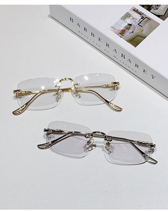 Lunettes de lecture unisexes à monture métallique sans cadre, design élégant, anti-lumière bleue, verres photochromiques transparents, forme carrée - Product Image 6