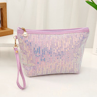 Trousse de maquillage portable de grande capacité, brodée de paillettes, avec fermeture à glissière, haut de gamme, étui à cosmétiques magique en pierre