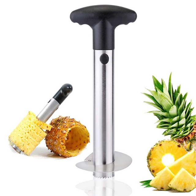 Stainless Steel Kitchen Pineapple Corer and Slicer Tool Manual Operation for Easy Core Removal and Slicing Pineapple Slices