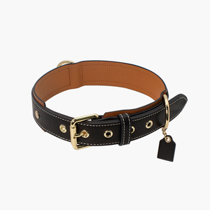 Obral besar kerah anjing pesona kerah anjing kulit dengan gesper desain grosir pita pribadi mewah Anda pita cokelat padat - Product Image 3