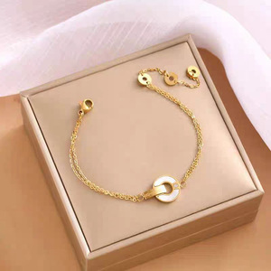 Bracelet holographique 18 carats en acier inoxydable double couche plié, style européen et américain, motif <span class=keywords><strong>Mickey</strong></span> trèfle à quatre feuilles, pour presbytes - Product Image 5