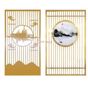EX355 Partition <b>Wall</b> Decor Metal Decorative Partitions <b>Wall</b> SUS 304 Gold Stainless Divider <b>Screen</b> with Bespoke Design Decoration - Product Image 1